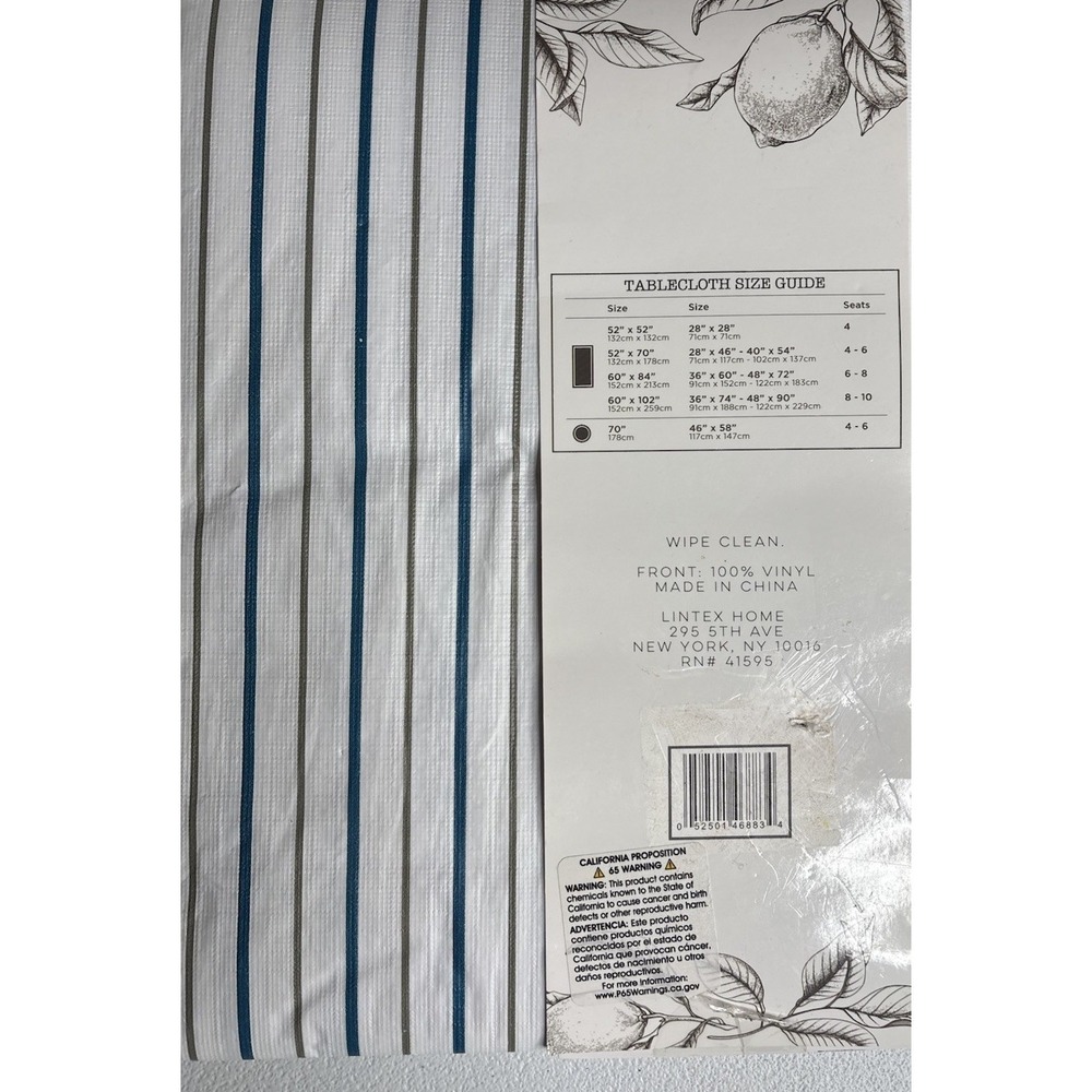 Lintex Vinyl Tablecloth Home Collection Rectangle French‎ Stripe Lot Of 2 New - Picture 12 of 16